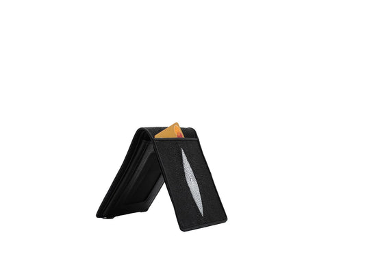 Black Stingray Bi-fold Leather Wallet