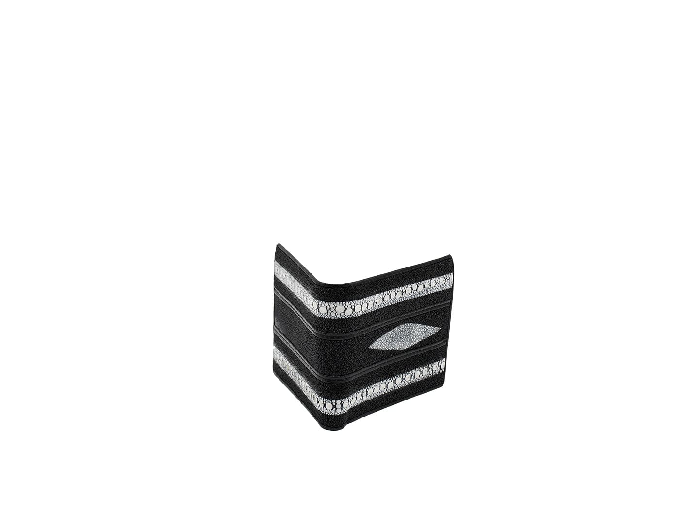 Black & White Pearl Rolls Stingray Bi-fold Leather Wallet