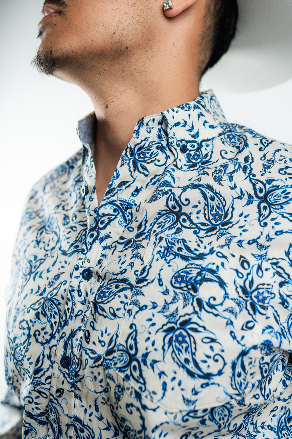 Texas Country - White Floral Button-Up Long Sleeve Shirt (MOD 1079) - Gomez Western Wear
