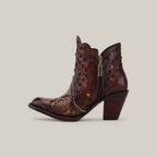 Ximena Python Chocolate Booties - Round Toe - Gomez Western Wear