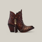 Ximena Python Chocolate Booties - Round Toe - Gomez Western Wear